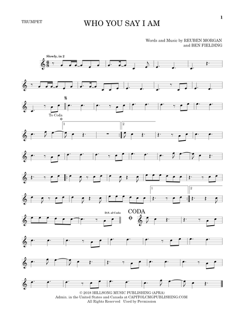 Who You Say I Am - Hillsong Worship (Trumpet Solo)