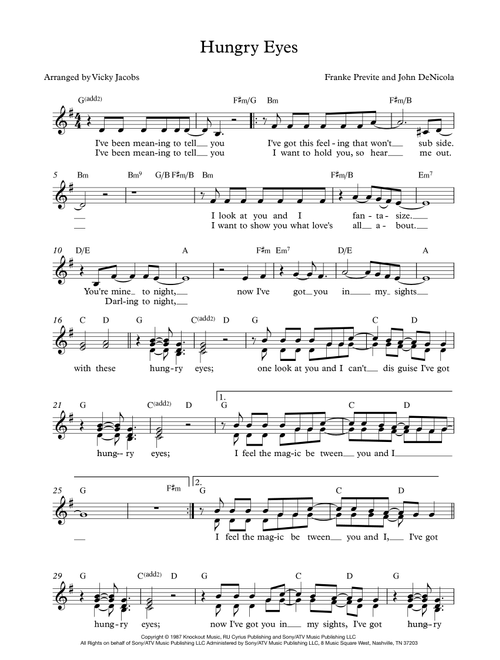 Hungry Eyes (Arr. Vicky Jacobs) - Eric Carmen (Choral, 3-Part)