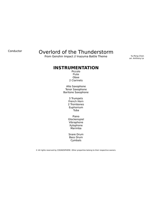 Genshin Impact- Overlord of the Thunderstorm // arr. for Concert Band