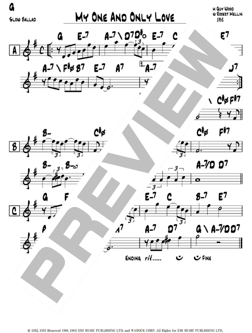 My One And Only Love (Arr. Jimita) - Al Hirt (Lead Sheet - Fake Book)