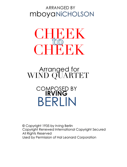 Cheek To Cheek (Arr. Mboya Nicholson) - Fred Astaire (Woodwind Ensemble)