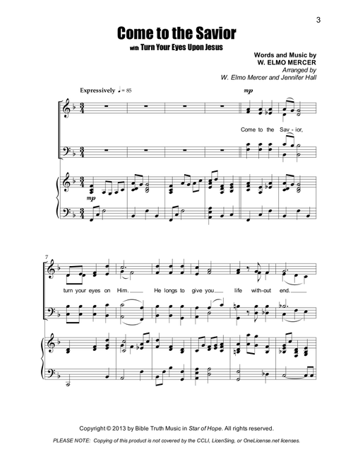 Come To The Savior (Arr. W. Elmo Mercer & Jennifer Hall) (Choral, SATB)