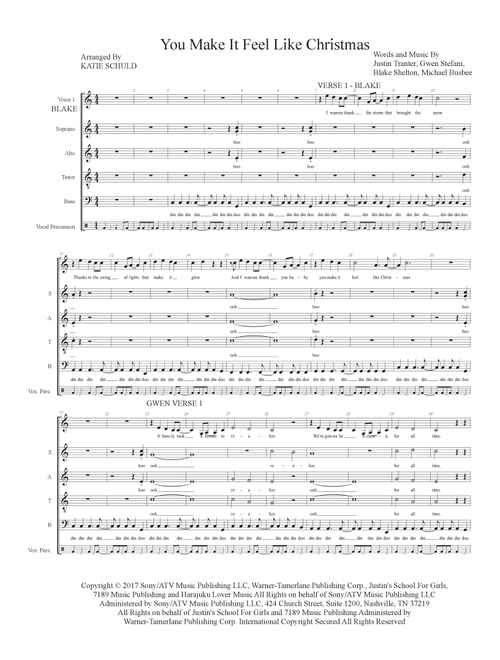 You Make It Feel Like Christmas (Arr. Katie Schuld) - Gwen Stefani Featuring Blake Shelton (Choral, SATB)