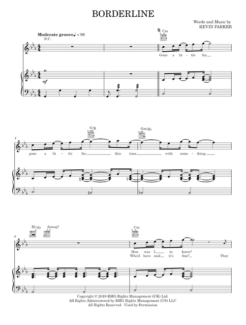 Borderline - Tame Impala (Piano-Vocal-Guitar)