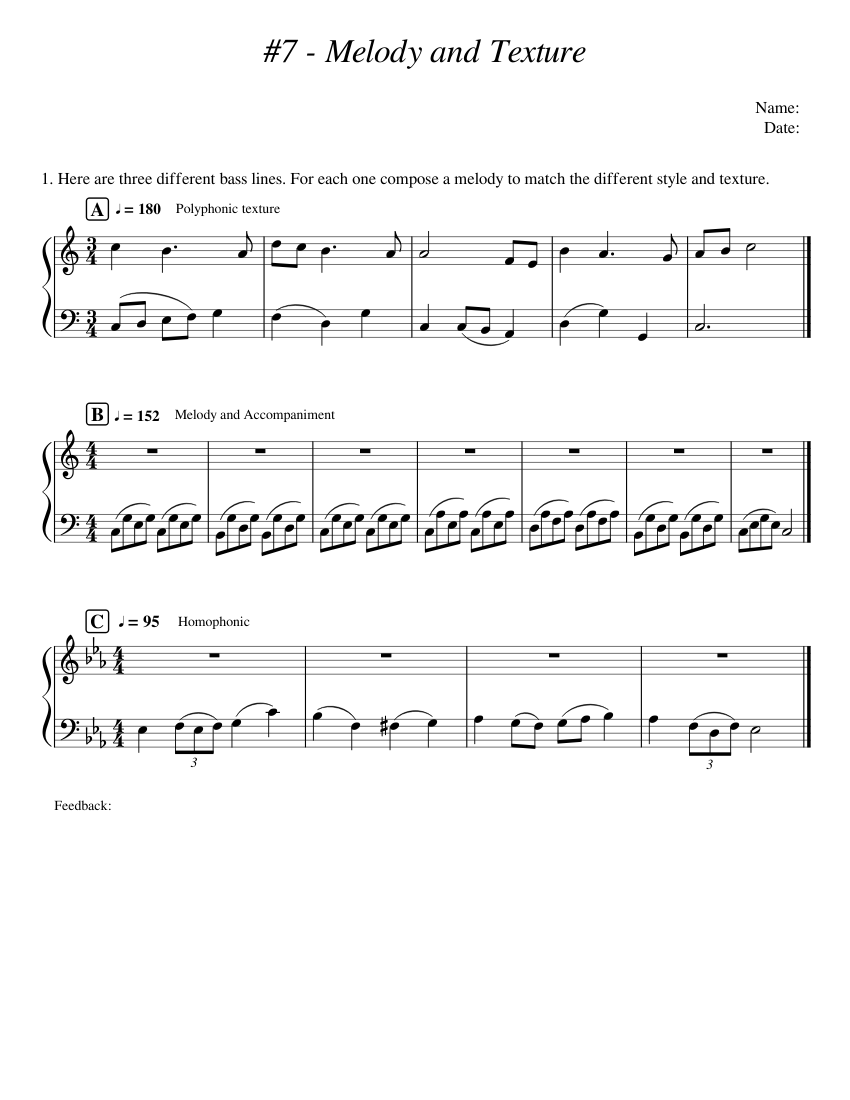 #7 Melody and Texture Sheet music for Piano (Solo) Easy | Musescore.com