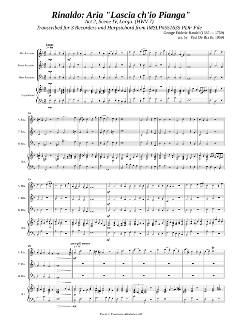 Händel, G.F. _ Lascia ch'io pianga  Act II  [A-T-B-Hch]