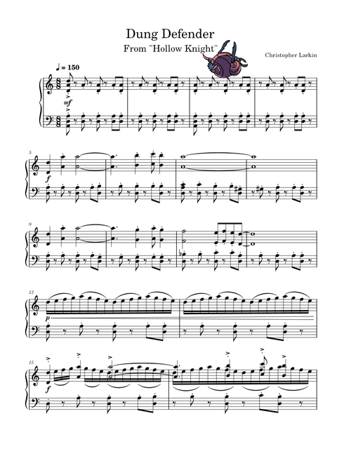 Dung Defender – Christopher Larkin – Theme from "Hollow Knight" for Piano