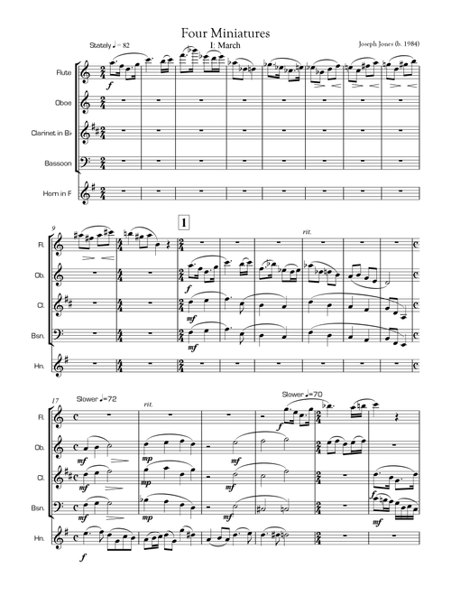 Miniatures for Woodwind Quintet, Op. 7 - Joseph Jones (Small Ensemble)