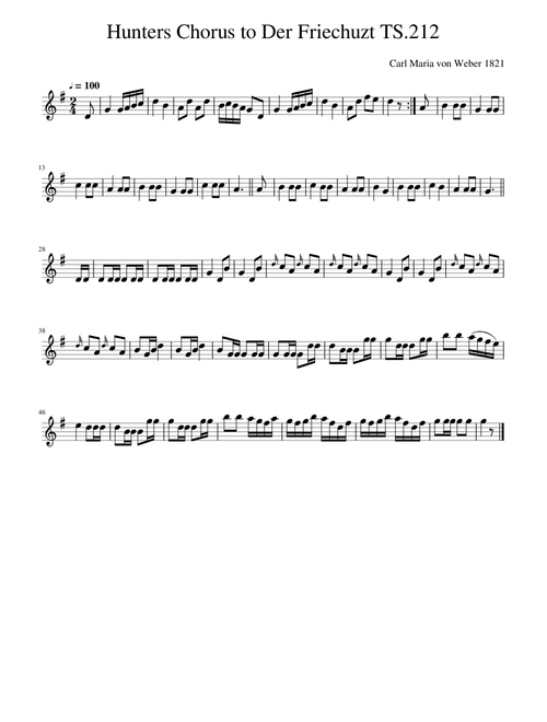 Carl Maria von Weber - Hunters Chorus to Der Friechuzt TS.212