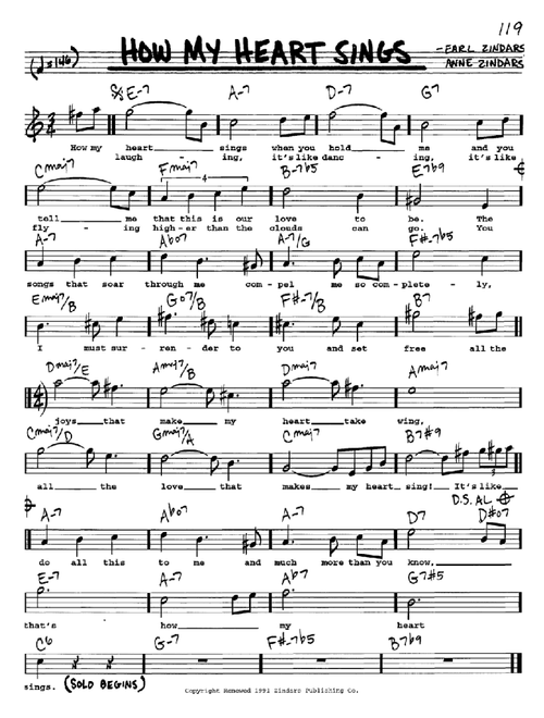 How My Heart Sings - Bill Evans (Real Book - Melody-Chords-Lyrics)
