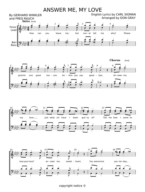 Answer me, my love - Gerhard Winkler, Fred Rauch