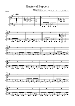 Play Official version of Master of puppets Sheet Music by