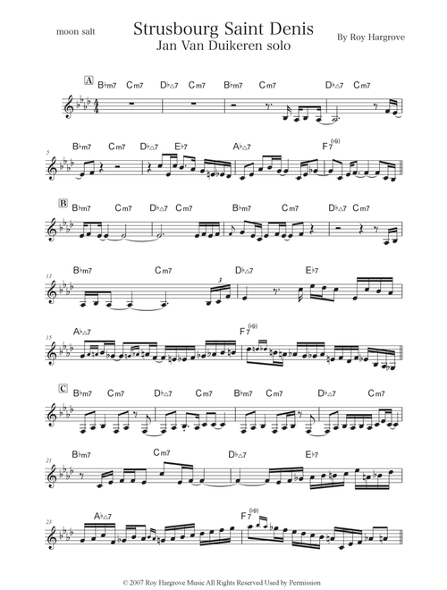 Strasbourg / St. Denis (Arr. moon salt) - Roy Hargrove (Piano-Vocal-Guitar (Piano Accompaniment))