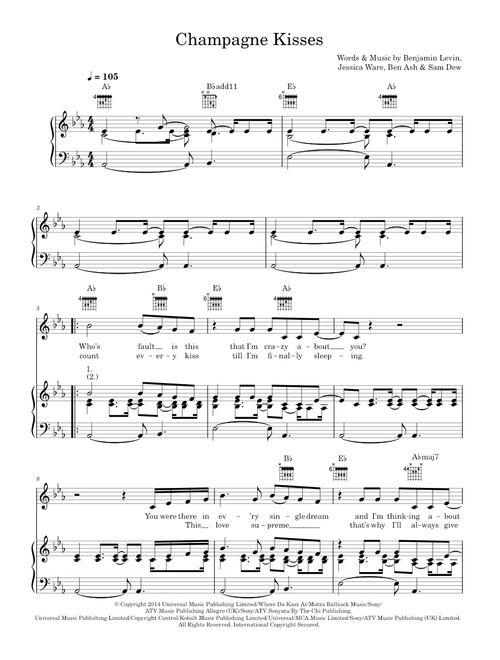 Champagne Kisses - Jessie Ware (Piano-Vocal-Guitar (Piano Accompaniment))