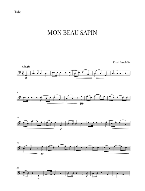 Mon Beau Sapin for Tuba (Arr. Cadenza Editions) - Ernst Anschütz (Tuba Solo)
