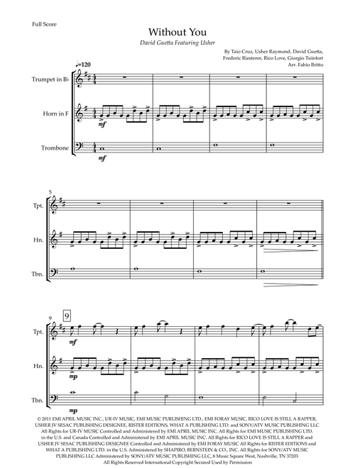 Without You (Arr. Fabio Britto) - David Guetta Featuring Usher (Brass Ensemble)