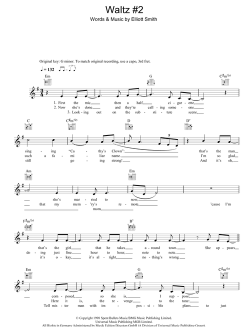 Waltz #2 (XO) - Elliott Smith (Lead Sheet - Fake Book)