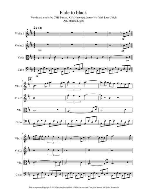 Fade To Black (Arr. Marina Lopes) - Metallica (String Quartet)