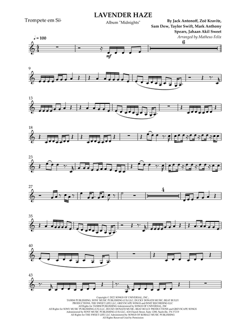 Lavender Haze (Arr. Matheus Felix) - Taylor Swift (Trumpet Solo)