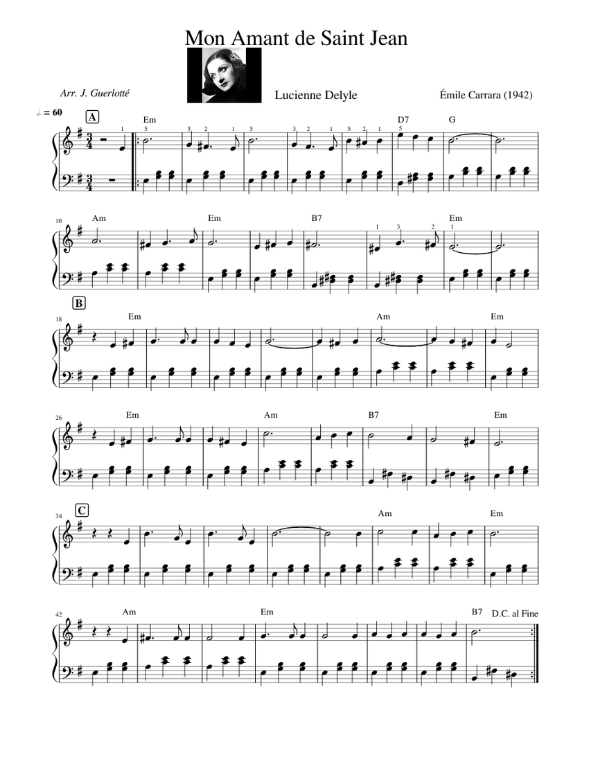 Mon_Amant_de_Saint_Jean Sheet music for Piano (Solo)