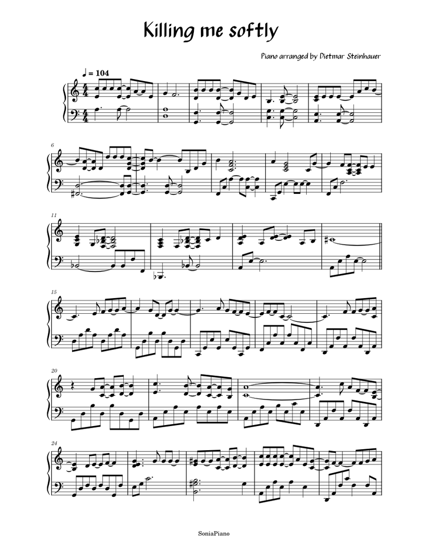 Killing Me Softly – Fugees Killing Me Softly Sheet Music For Piano ...