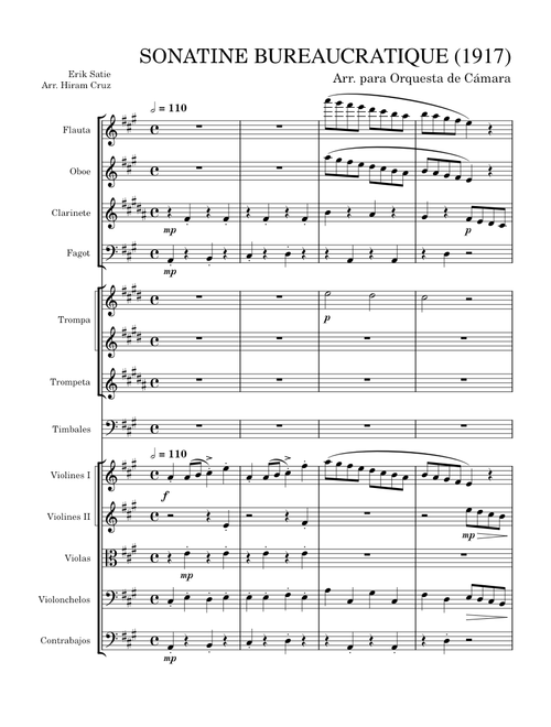 Sonatine Bureaucratique – Erik Satie (arr. for Chamber Orchestra)