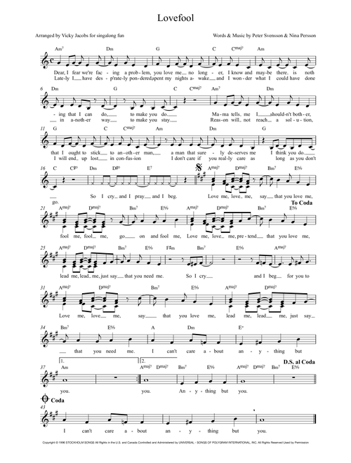 Lovefool (Arr. Vicky Jacobs) - The Cardigans (Choral, 3-Part)