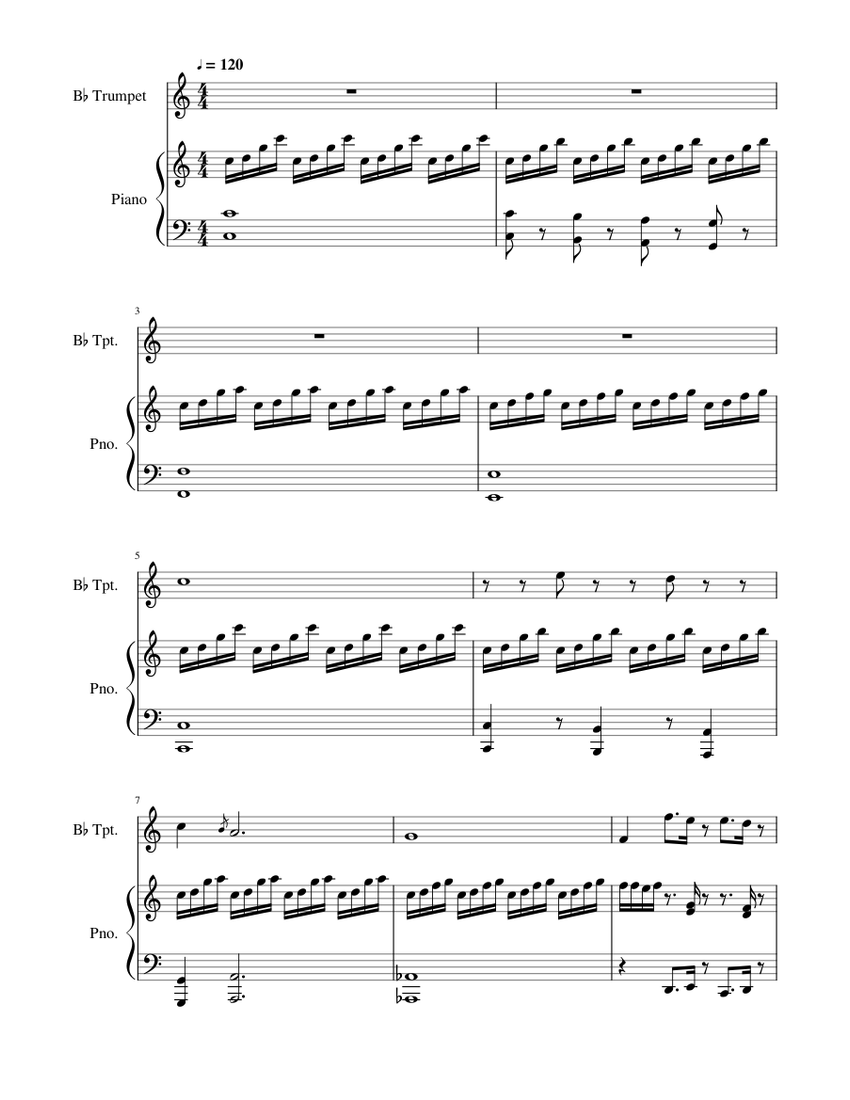 Trumpet solo no.1 Sheet music for Piano, Trumpet in b-flat (Mixed Duet ...