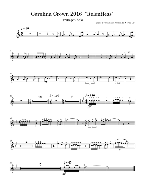 Relentless – Carolina Crown Carolina Crown 2016 Trumpet Solo