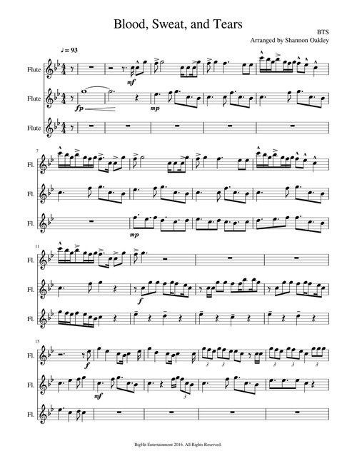 [BTS] Blood, Sweat, and Tears (Flute Trio Ver.)