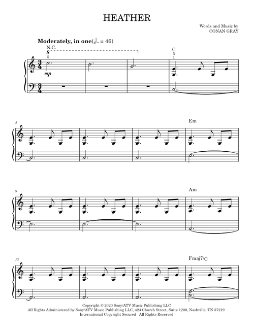 Heather - Conan Gray (Easy Piano)