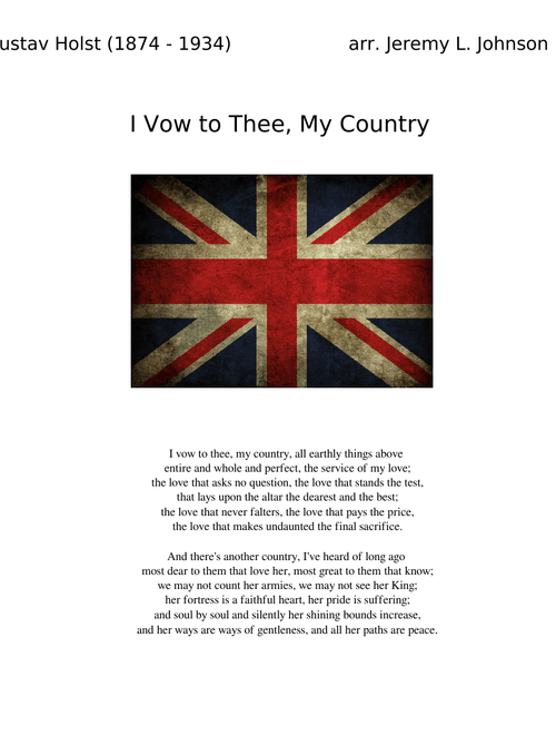 I Vow to Thee My Country