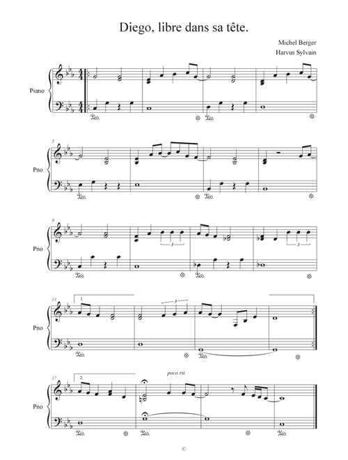 Diego Libre Dans Sa Tete (Arr. Harvus Sylvain) - Various Artists (Piano Solo)