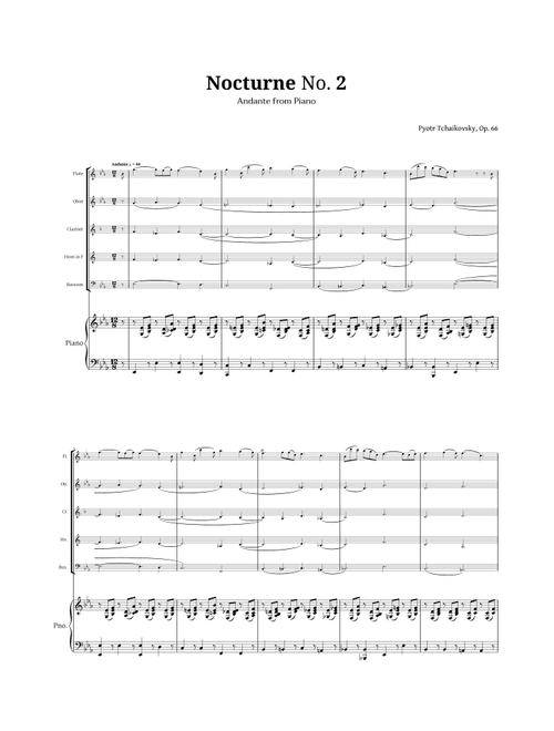 Nocturne by Chopin for Brass Quintet and Piano (Arr. Langanho) (Brass Ensemble)