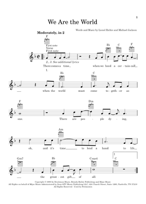 Play Official version of We are the world Sheet Music by USA for