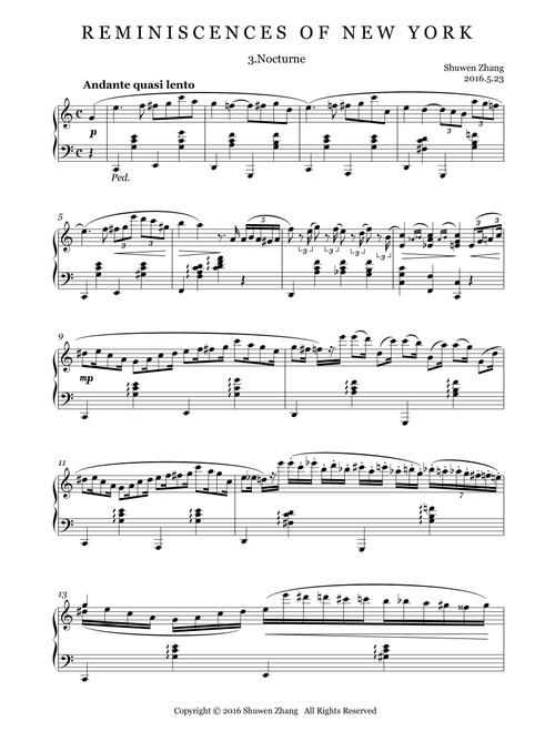 Reminiscences of New York,Bk.1,No.3:Nocturne - Schuwenn Z. (Piano Solo)