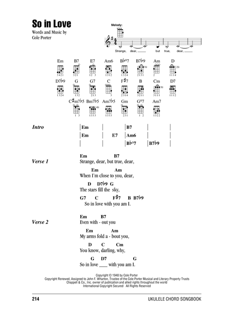 So In Love (from Kiss Me, Kate) - Cole Porter, Rob Schneiderman (Ukulele Chords-Lyrics)