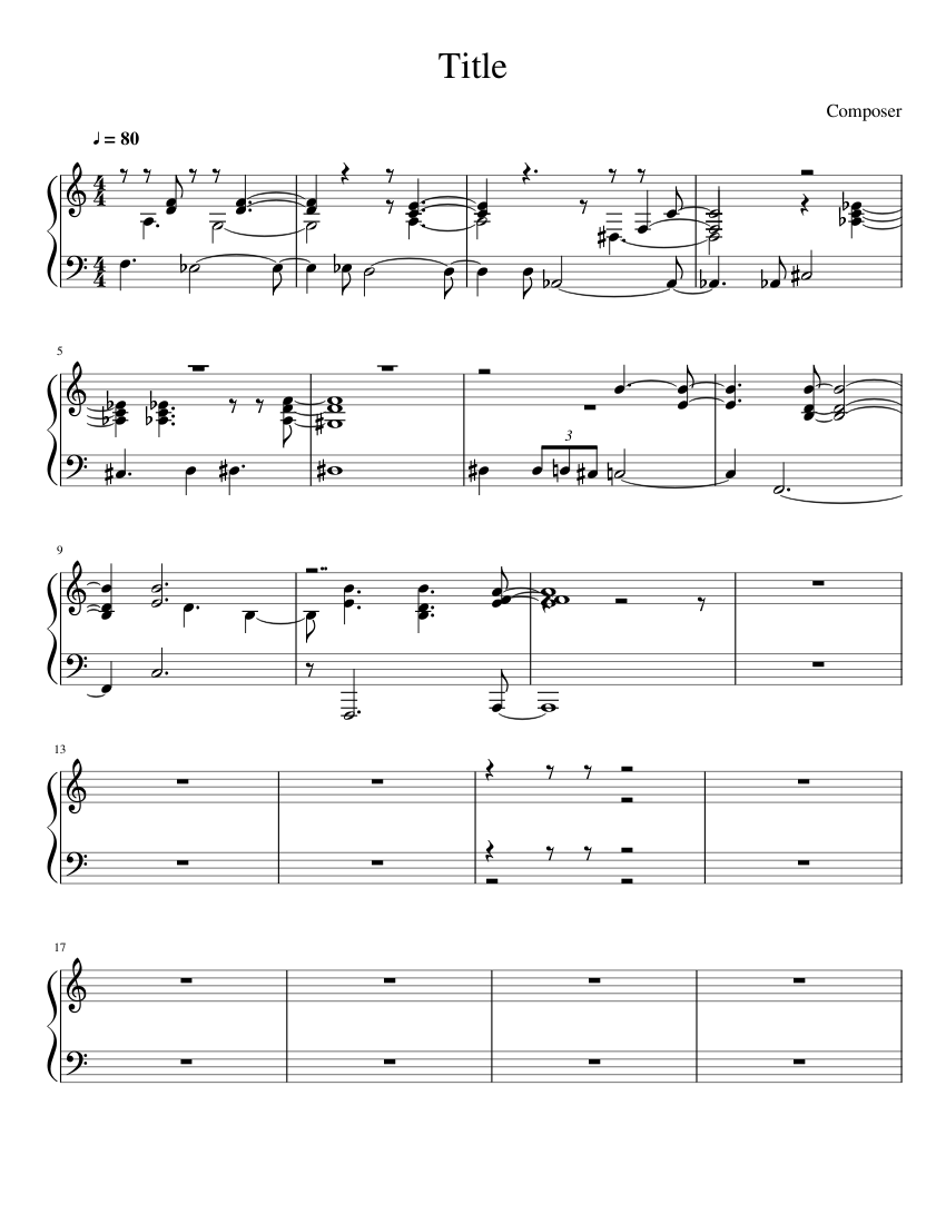 Untitiled Piano (work in progress) Sheet Music for Piano (Solo) easy ...