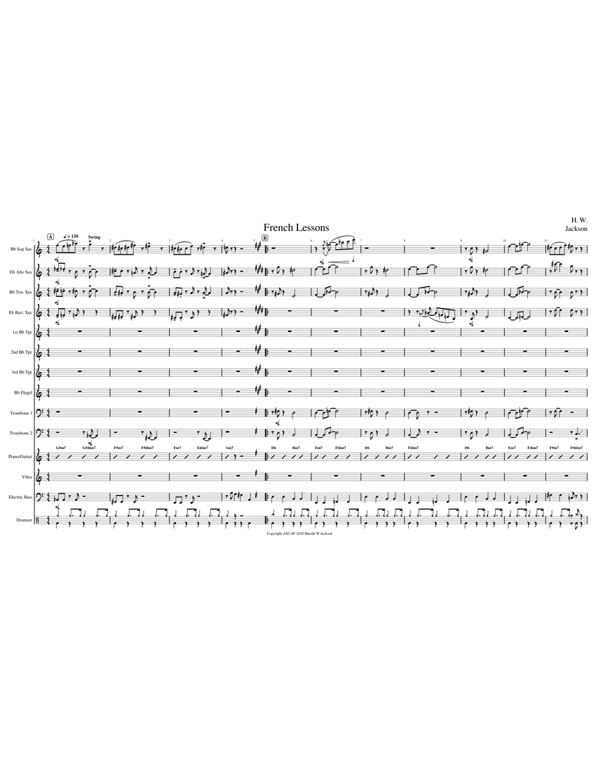 French Lessons Sheet music for Piano, Trombone, Flugelhorn, Saxophone