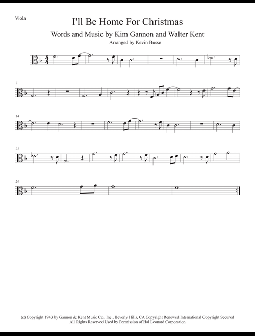 I'll Be Home For Christmas (Arr. Kevin Busse) - Rascal Flatts (Viola Solo)