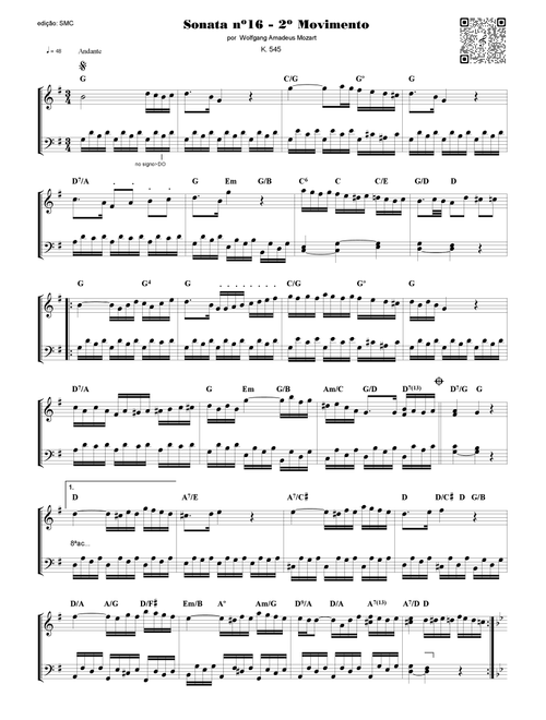 Sonata nº16 - 2º Movimento (Arr. Solo Piano) - vários (Piano Solo)