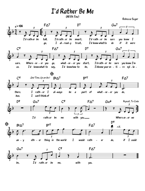 I'd Rather Be Me (With You) - Leadsheet (Steven Universe)