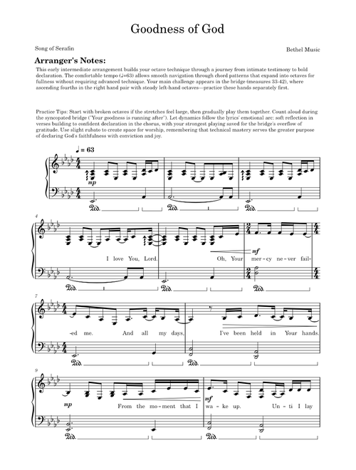 Goodness of god – Bethel Music (Song of Serafin)
