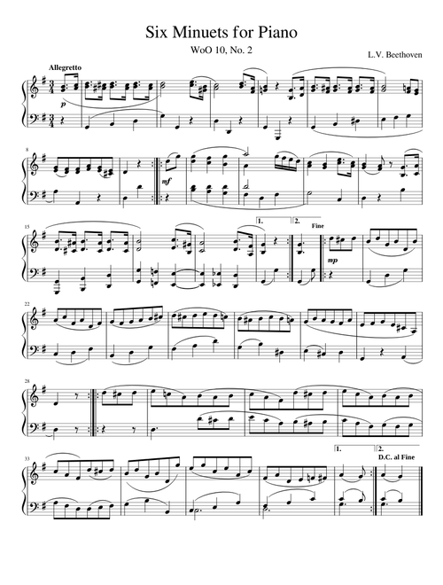 Beethoven - Minuet in G Major, WoO 10, No. 2