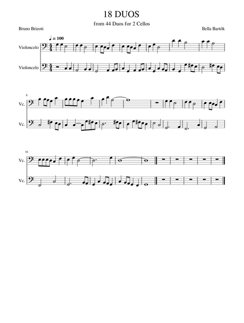 44 Duos for 2 Cellos, Sz.98 – Béla Bartók