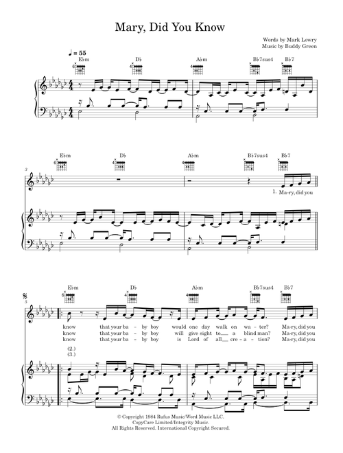 Mary, Did You Know? - Clay Aiken (Piano-Vocal-Guitar (Piano Accompaniment))