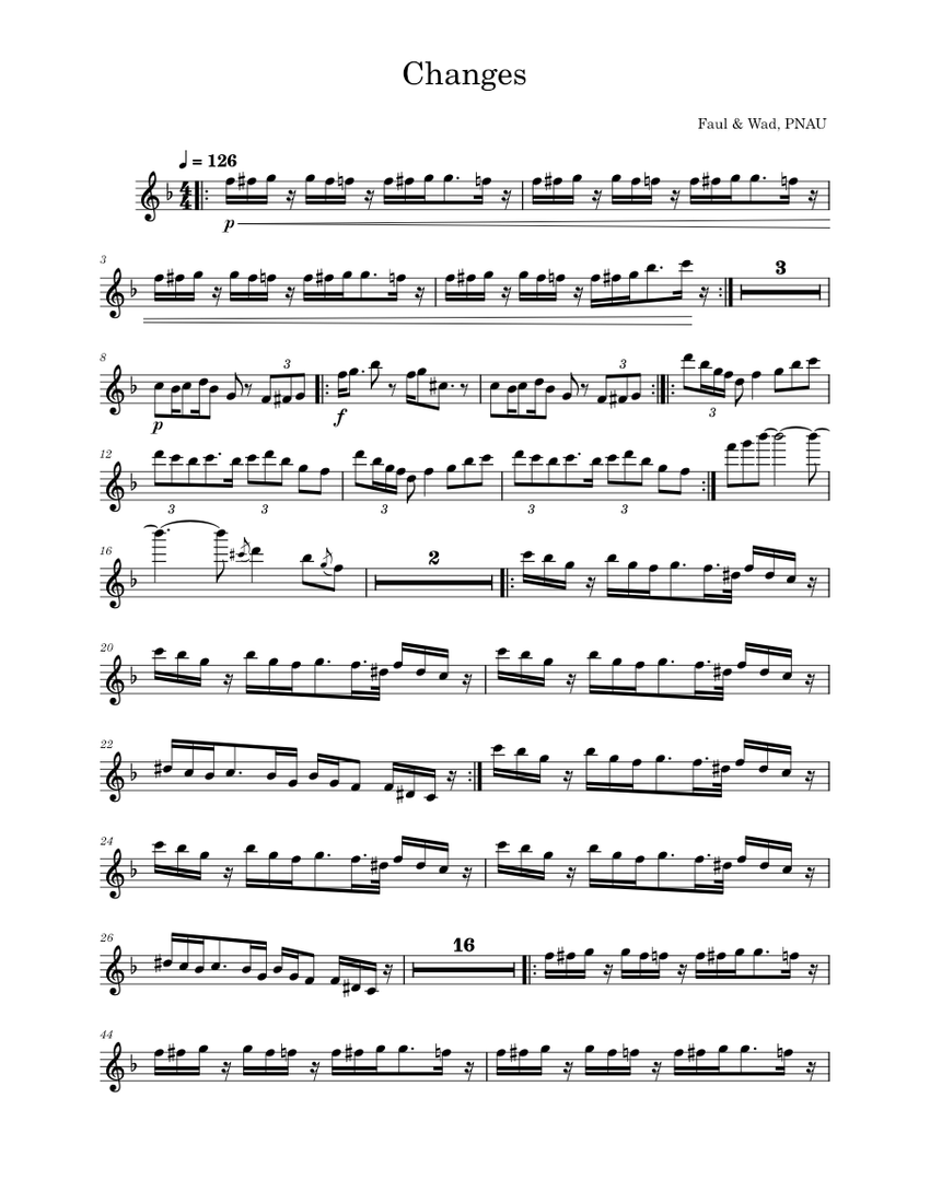 Changes Faul, Wad Ad, Pnau Sheet music for Saxophone alto (Solo