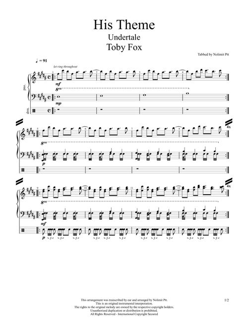 His Theme - Töby Fox (Piano Solo)
