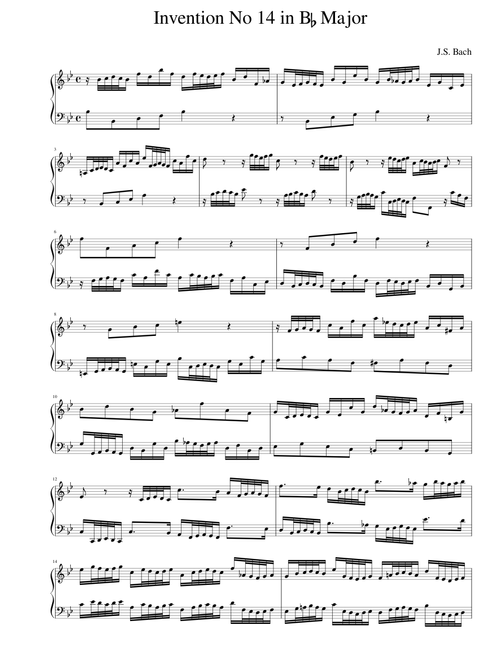 J.S. Bach Invention No. 14 in B Flat Major