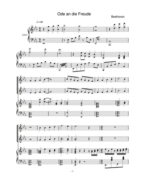Ode an die Freude (Arr. Ludwig Van Beethoven) (Piano Vocal)
